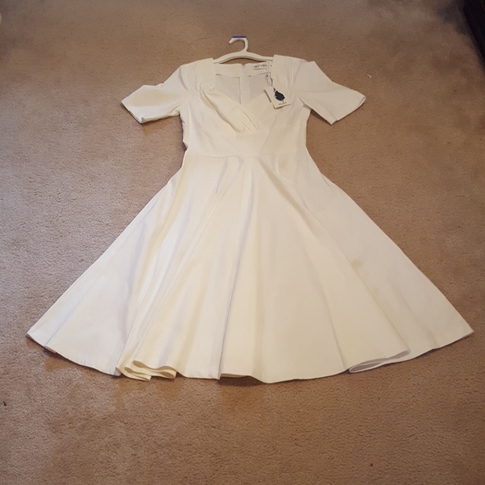 Muxxn boutique white V neck dress